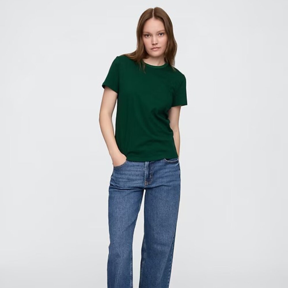 NWT GAP Crewneck T-Shirt Evergreen Glamour Green Short Sleeve Tee Size S Basics - Picture 11 of 12